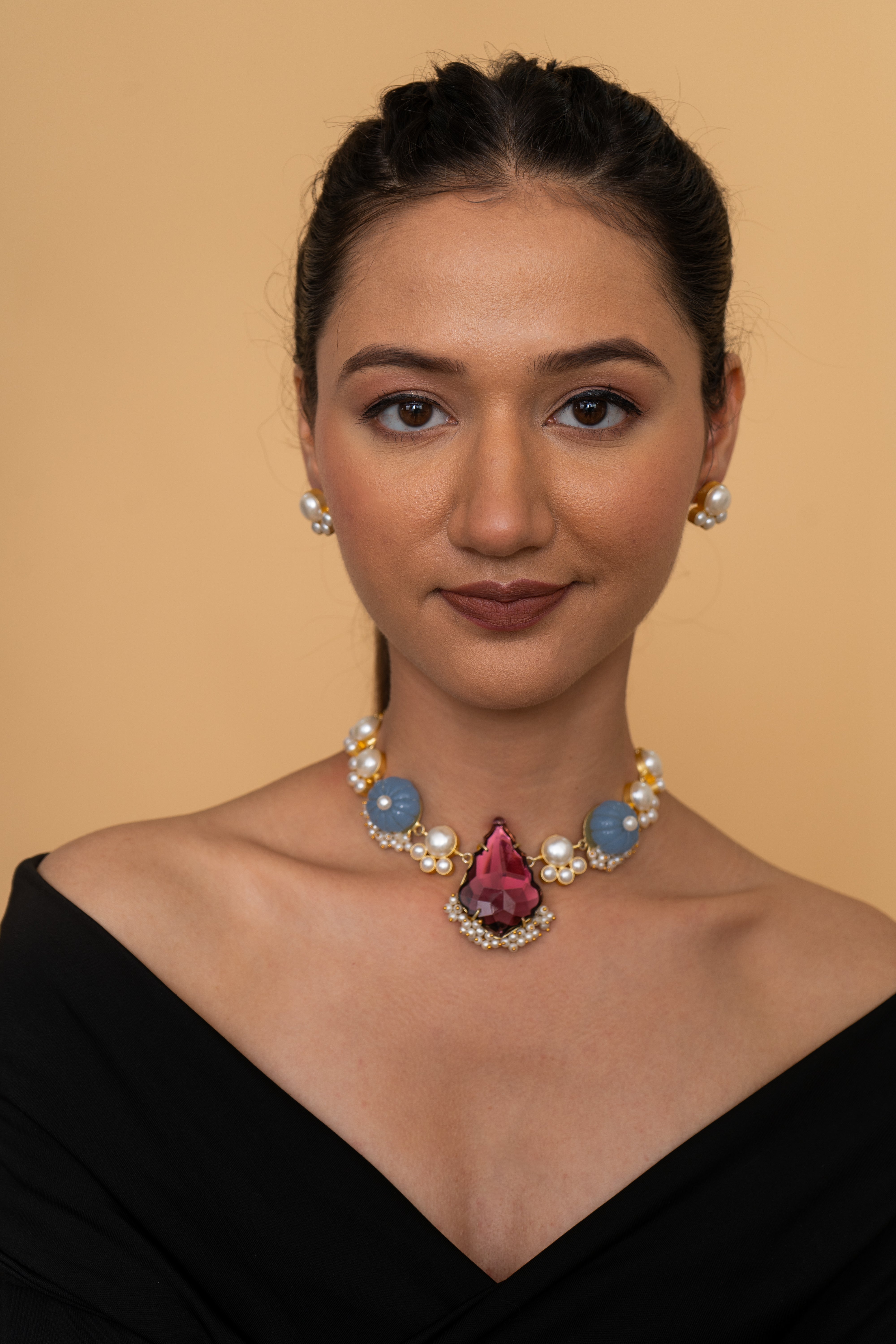 PINK HIBISCUS NECKLACE SET