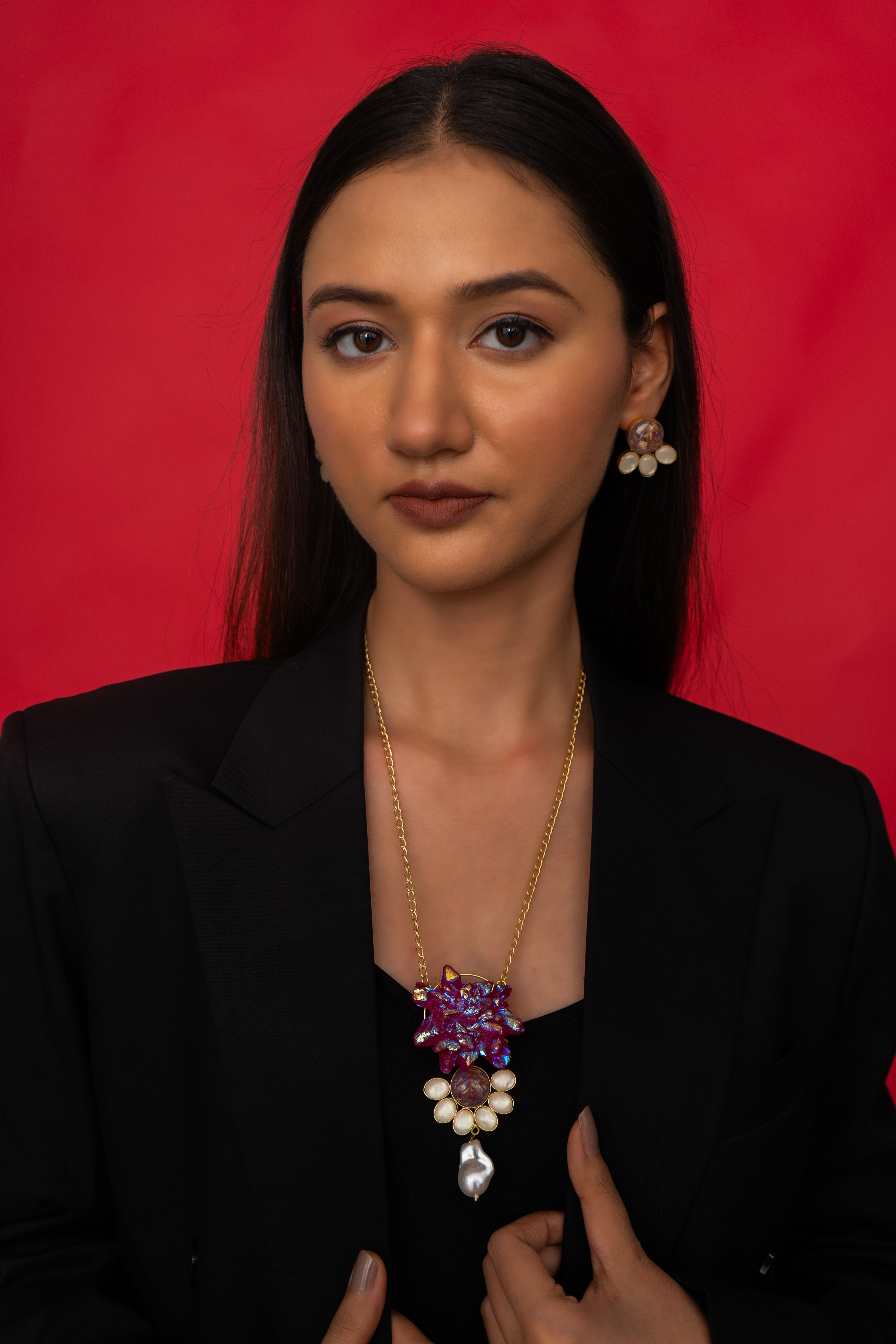 ROSEQUARTZ ROUGH STONE NECKLACE SET