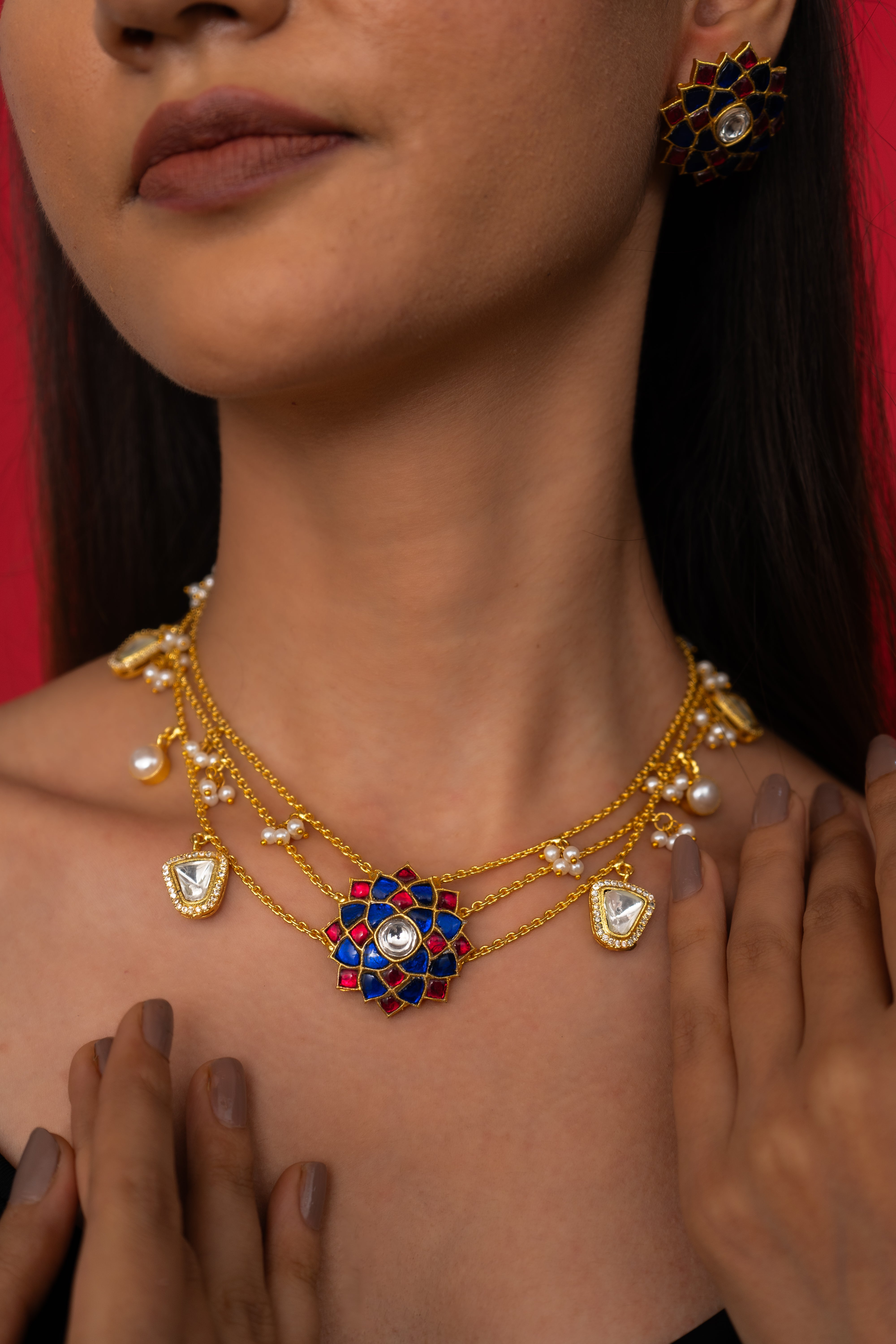 AMAZONITE AND QUARTZ PENDANT SET