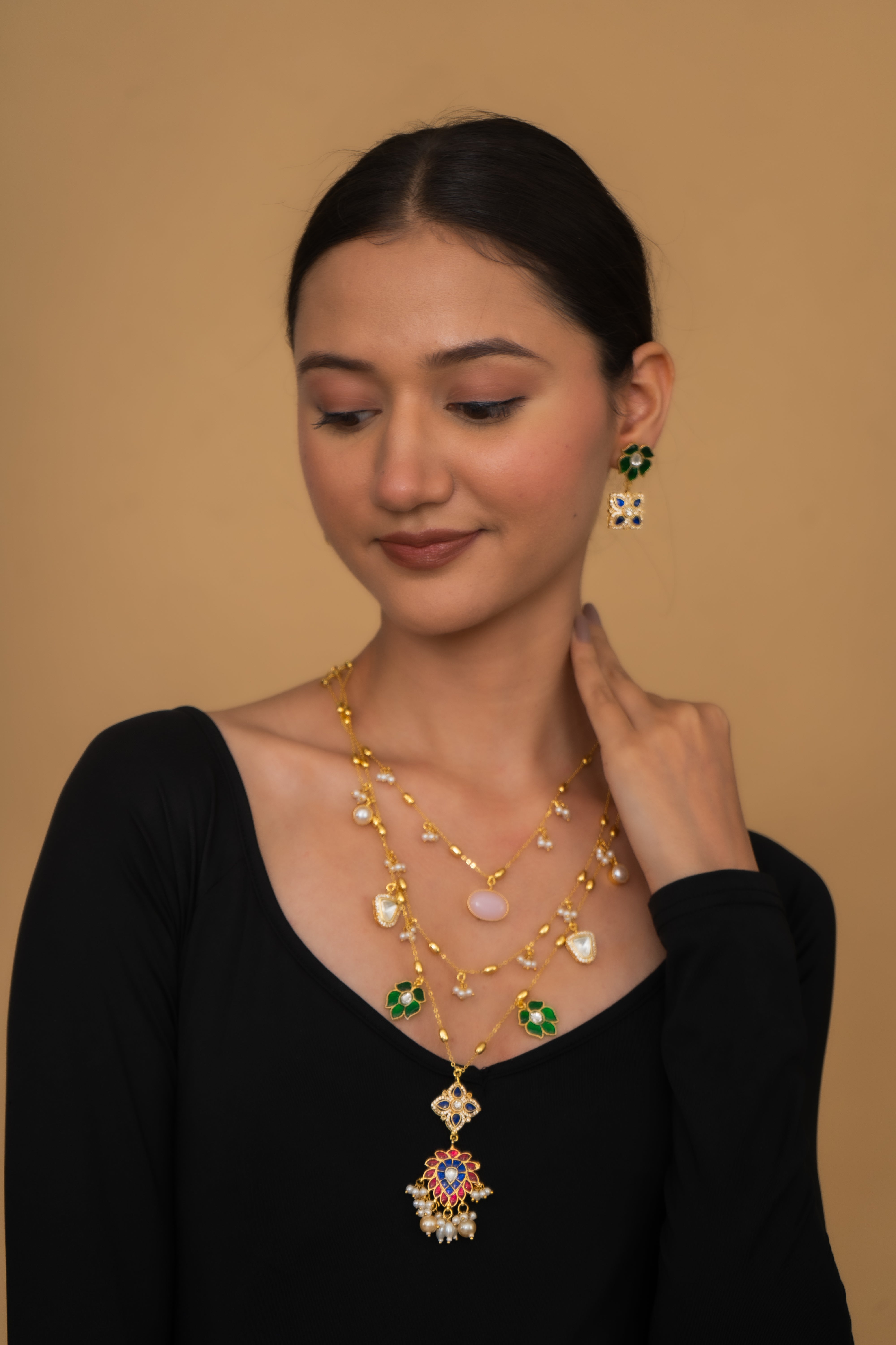 AMAZONITE AND MULTICOLOR QUARTZ NECKLACE SET