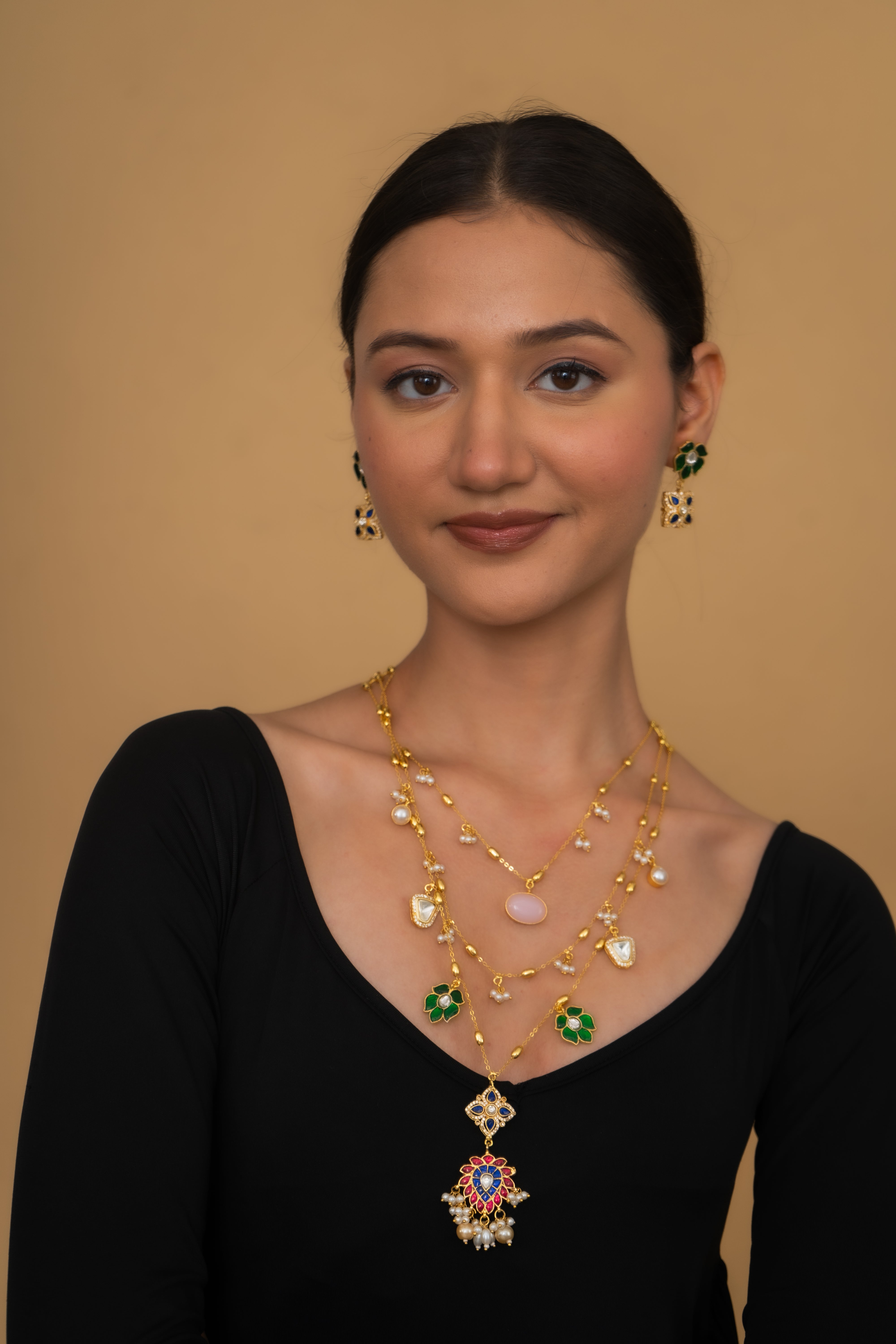 AMAZONITE AND MULTICOLOR QUARTZ NECKLACE SET