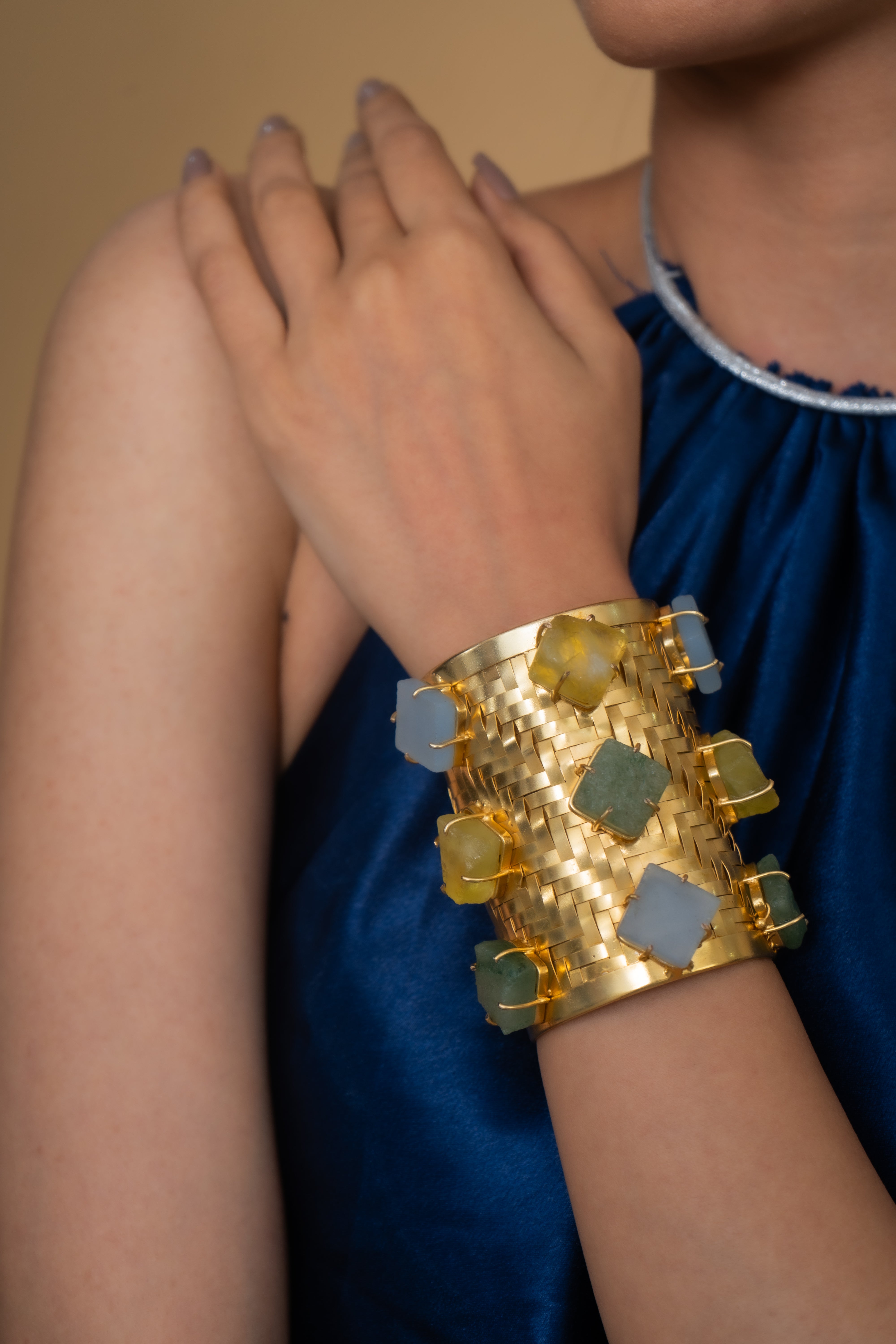 AMAZONITE GOLDDEN CUFF