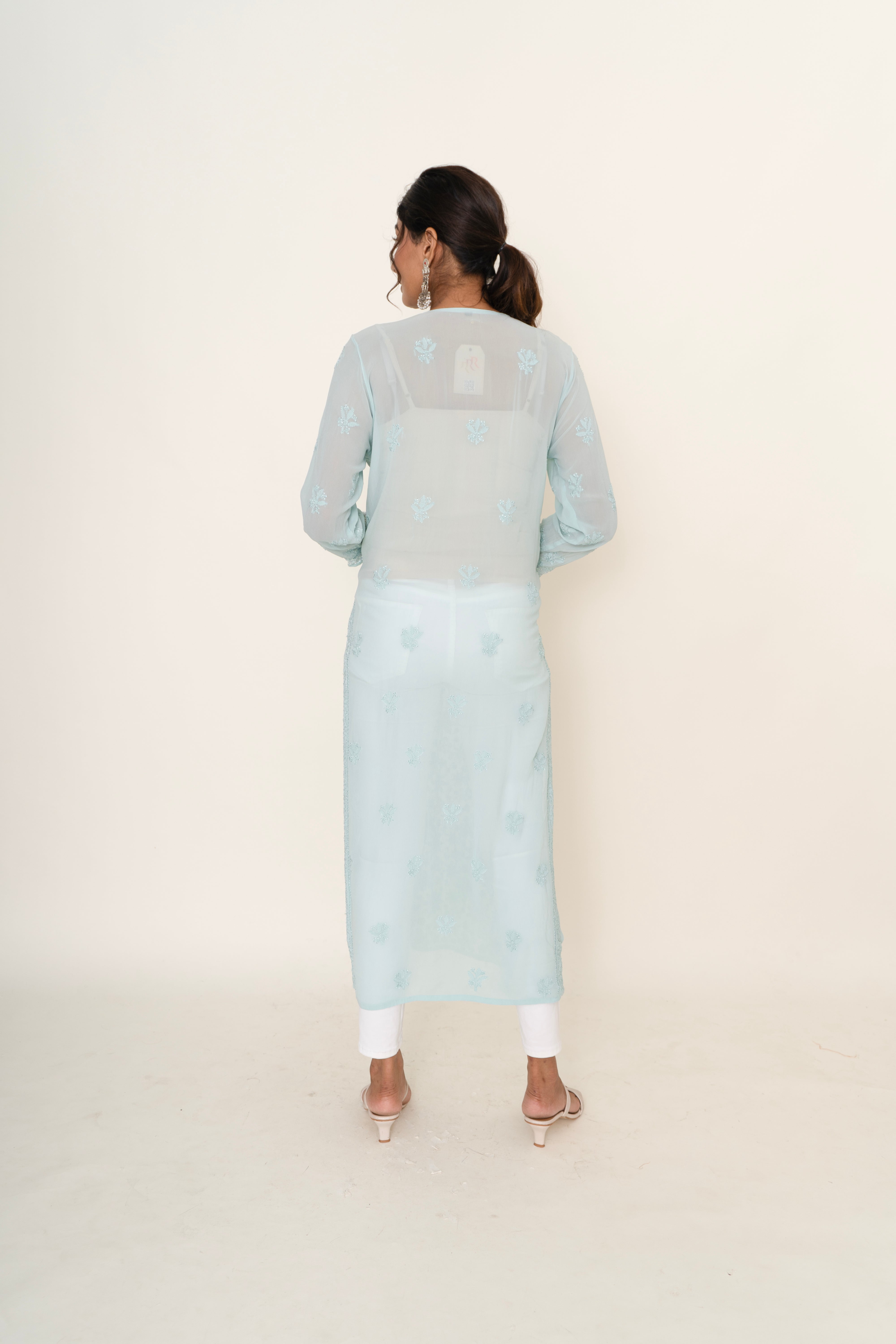 Blue chikankari kurta