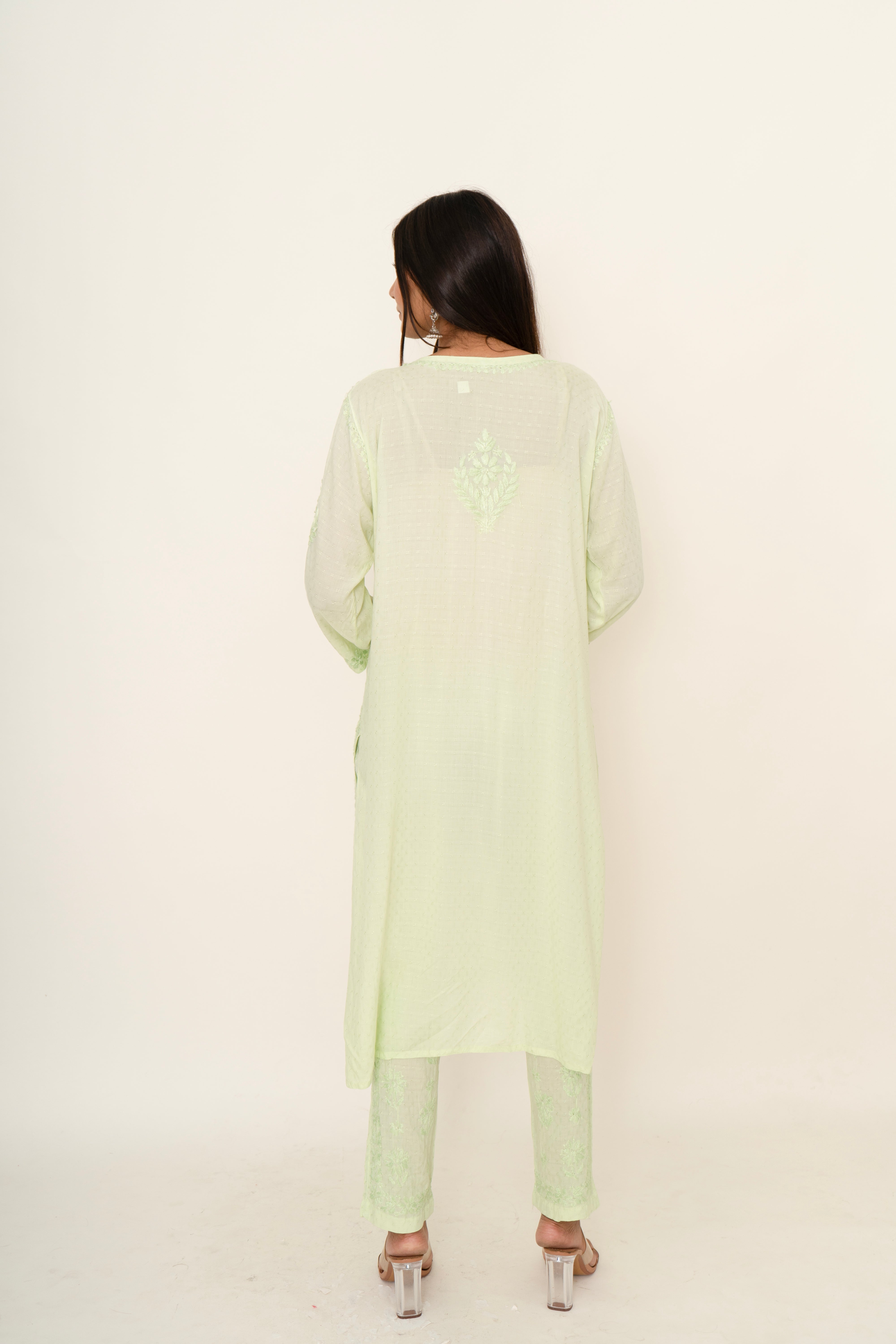 Lemon yellow chikankari co-ordset