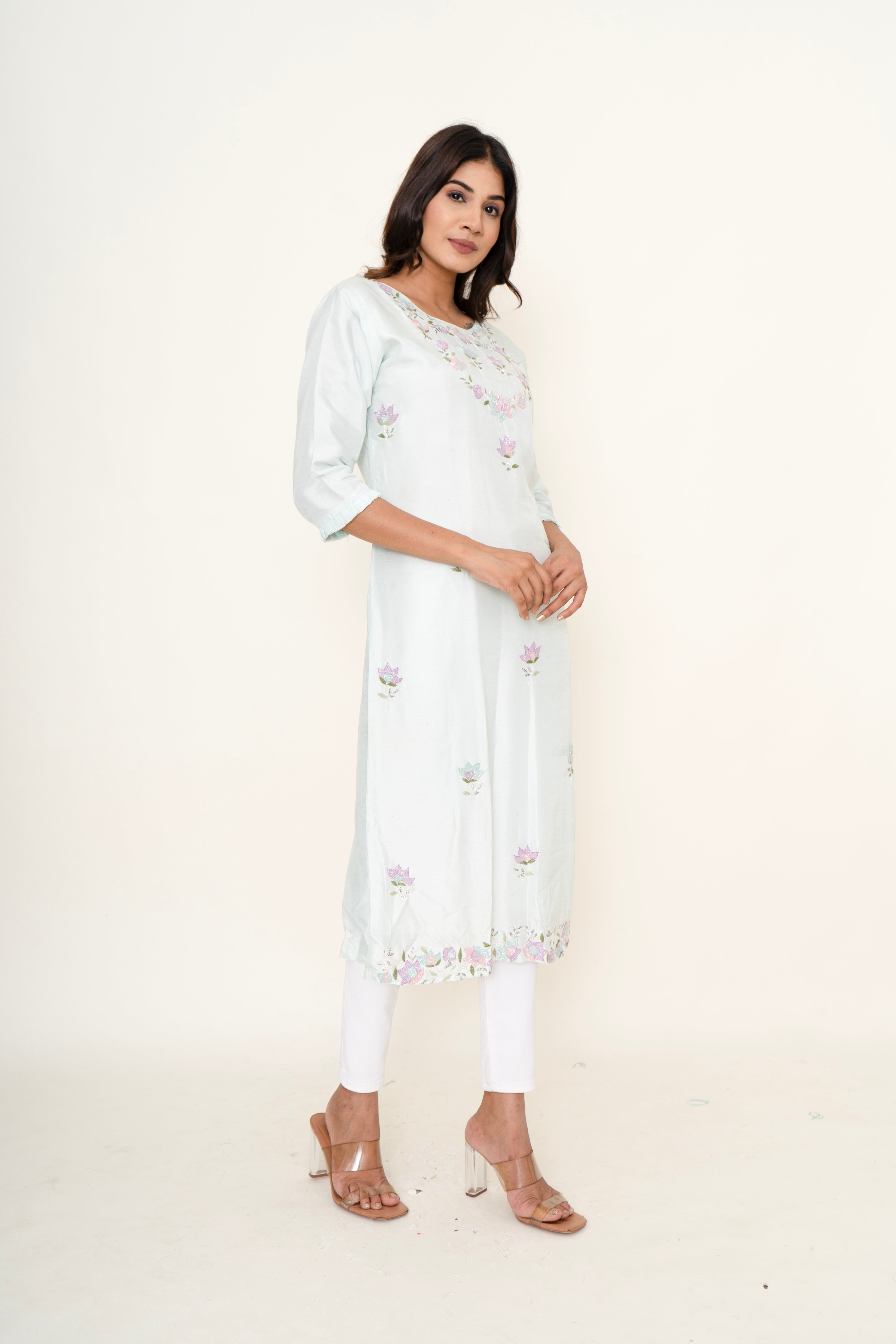 Cotton Satin Printed Suit Set