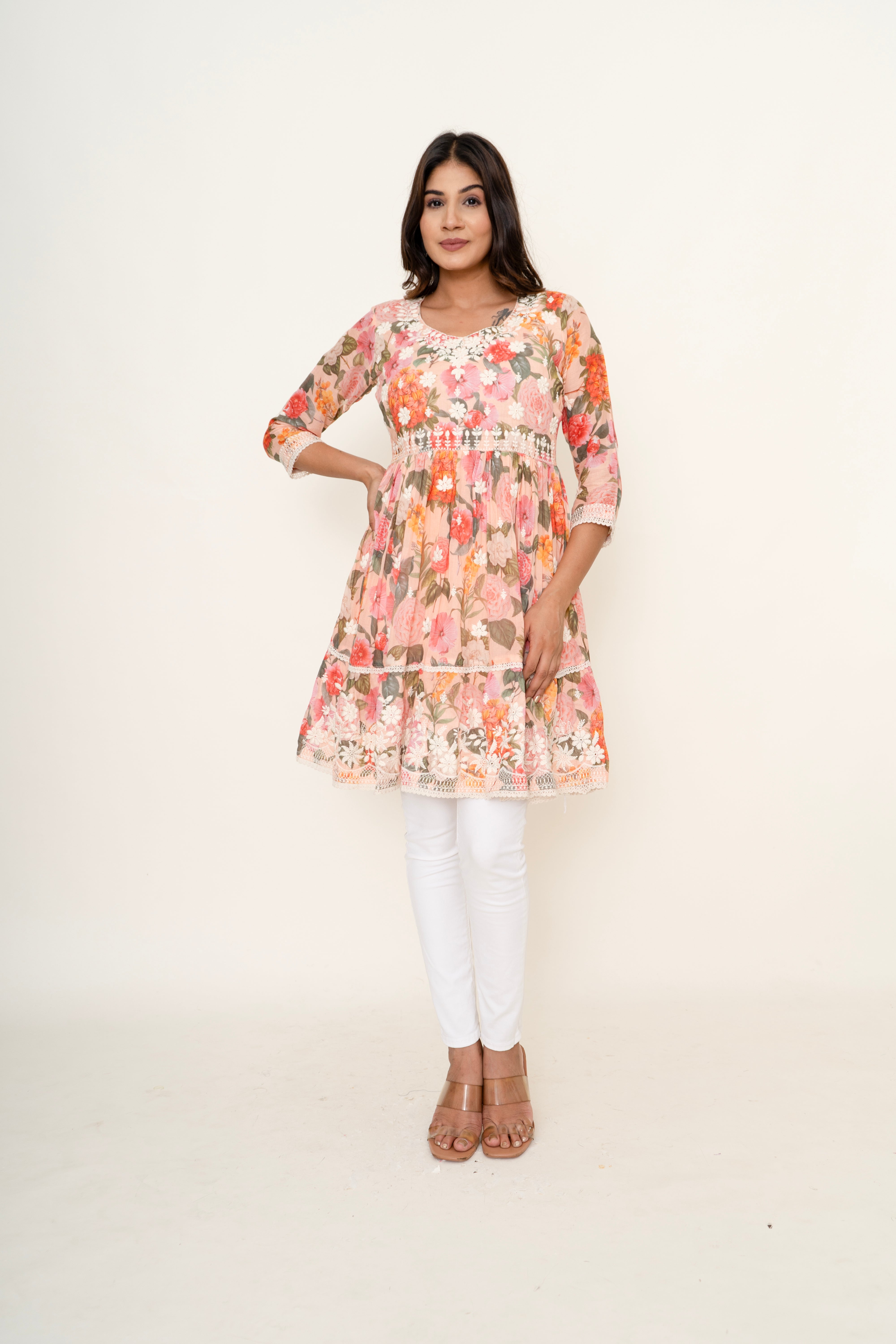 Floral chikankari kurta