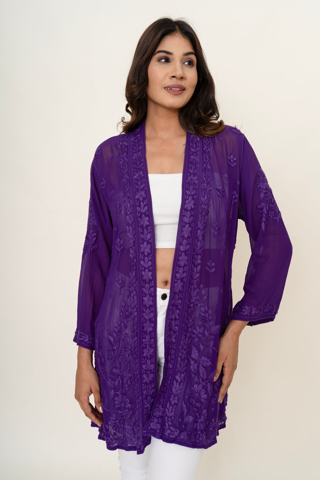 Chikankari shrug