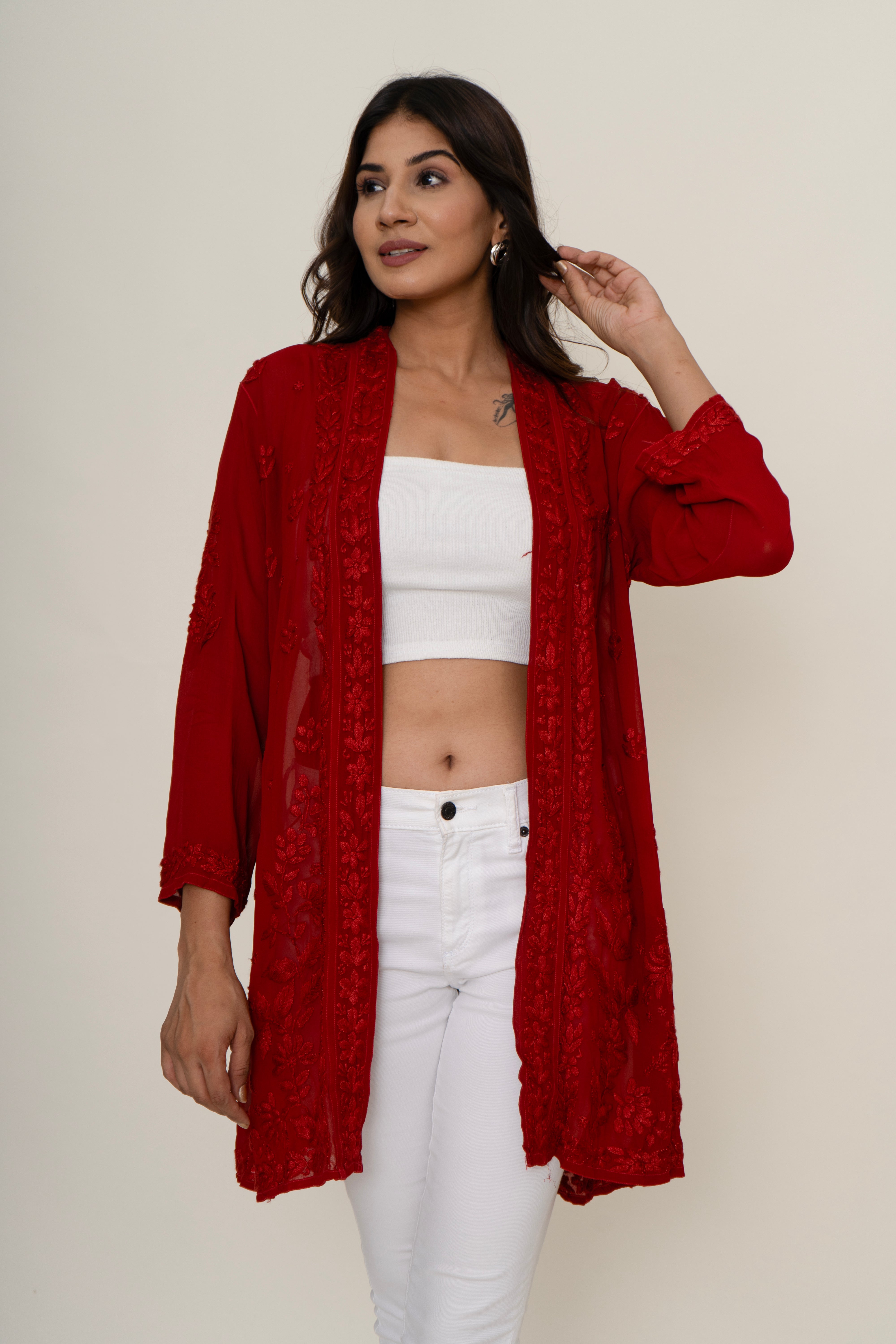 Chikankari shrug