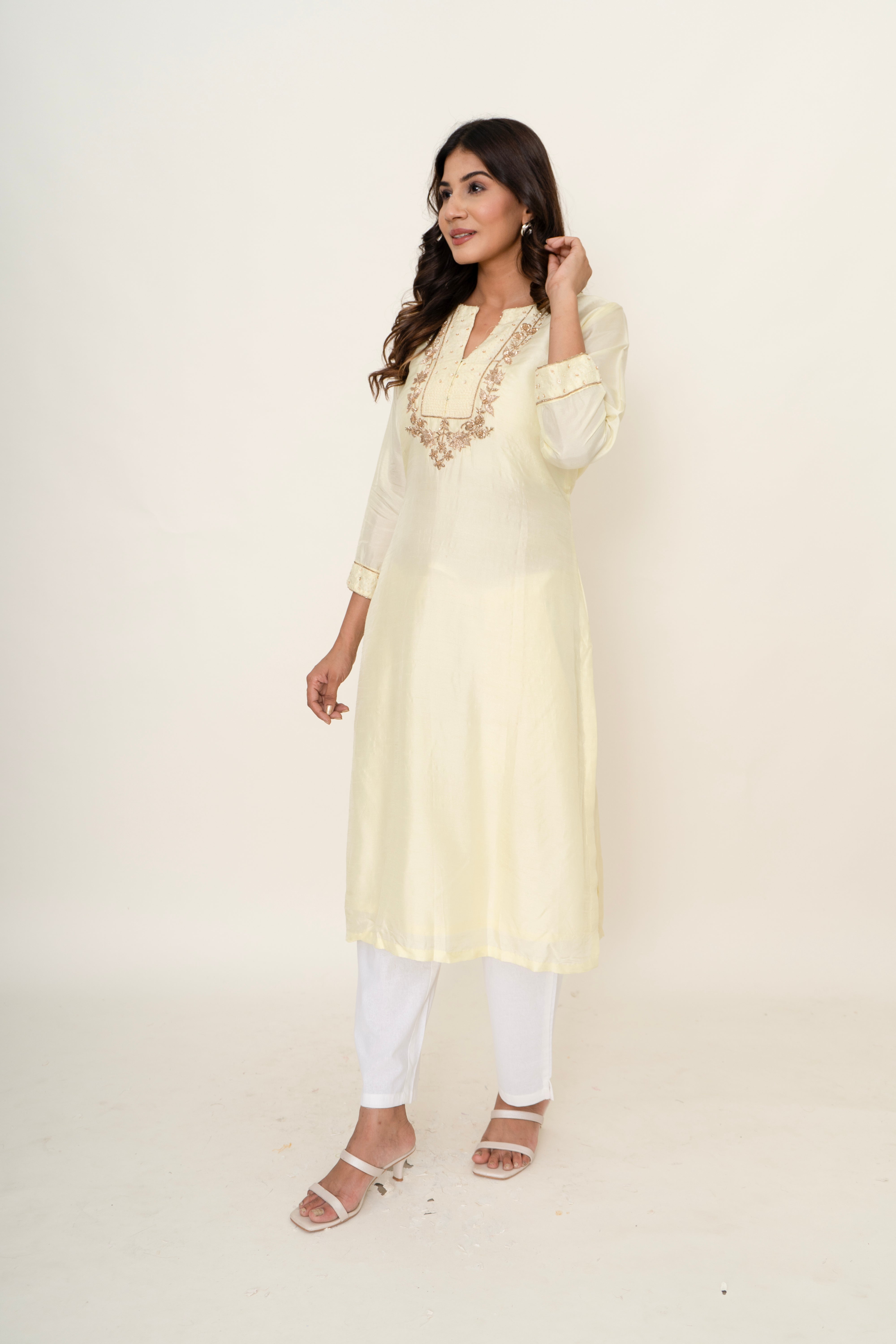 Cotton silk kurta
