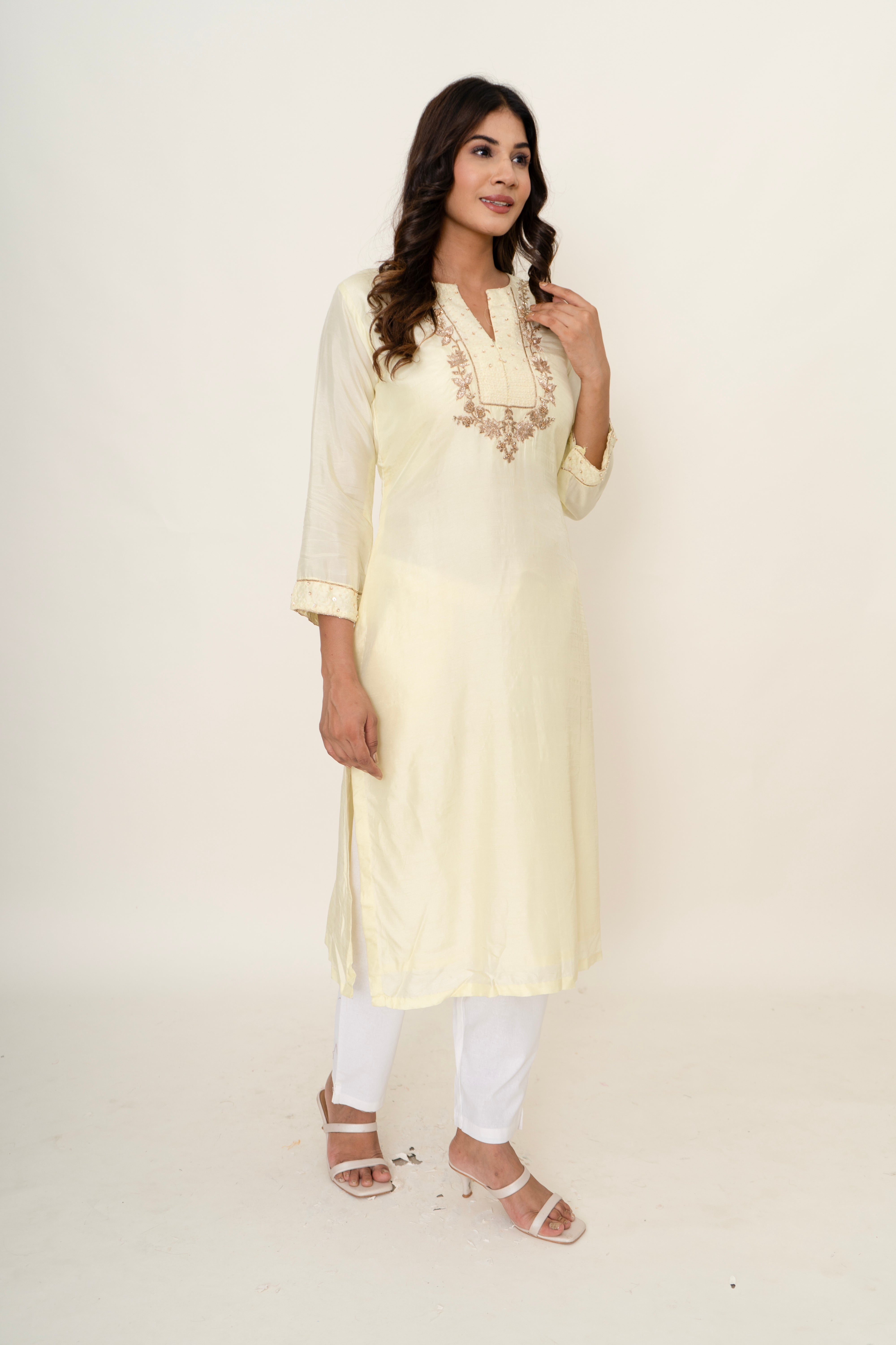 Cotton silk kurta
