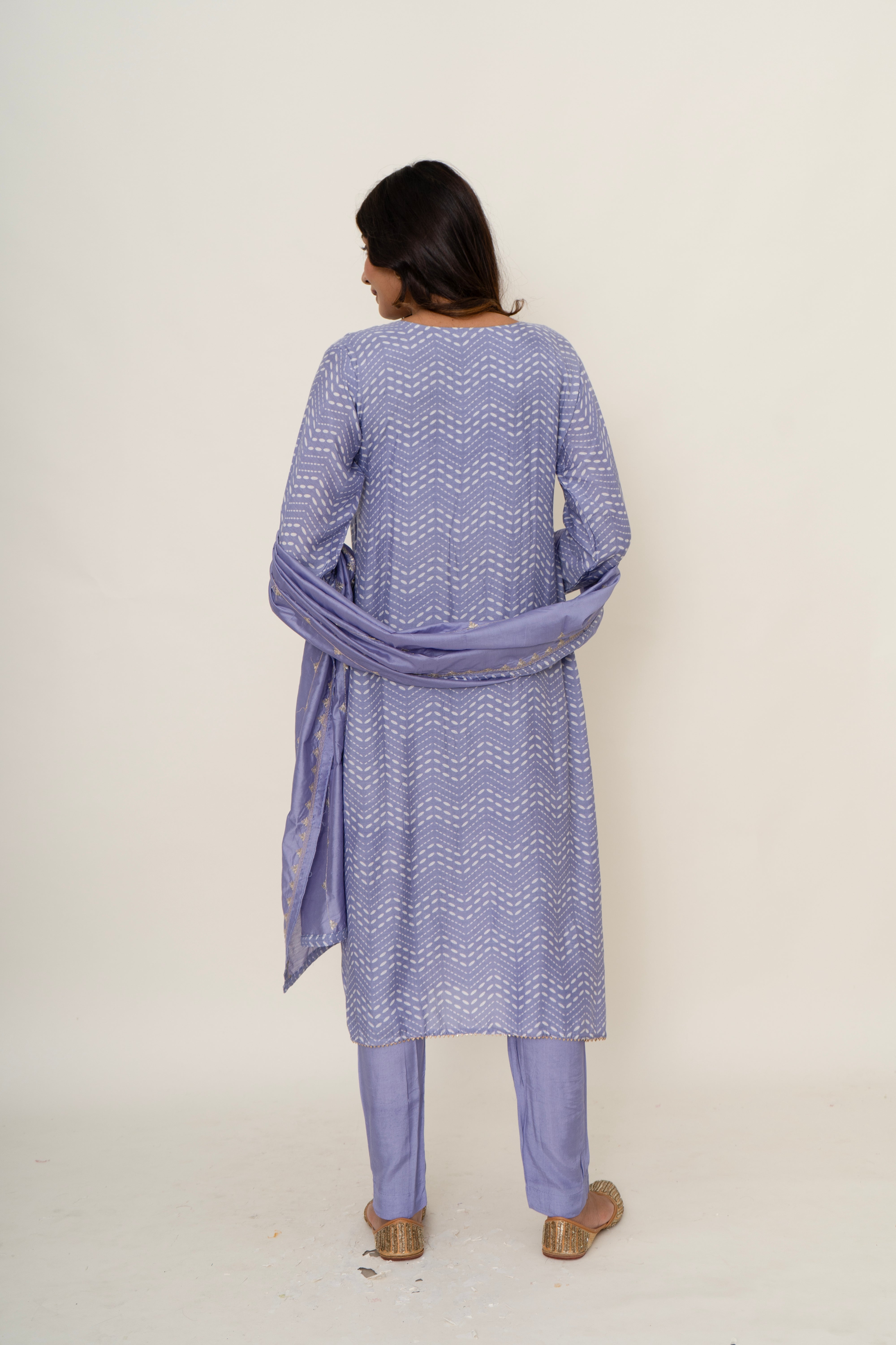 Purple Cotton silk suit set