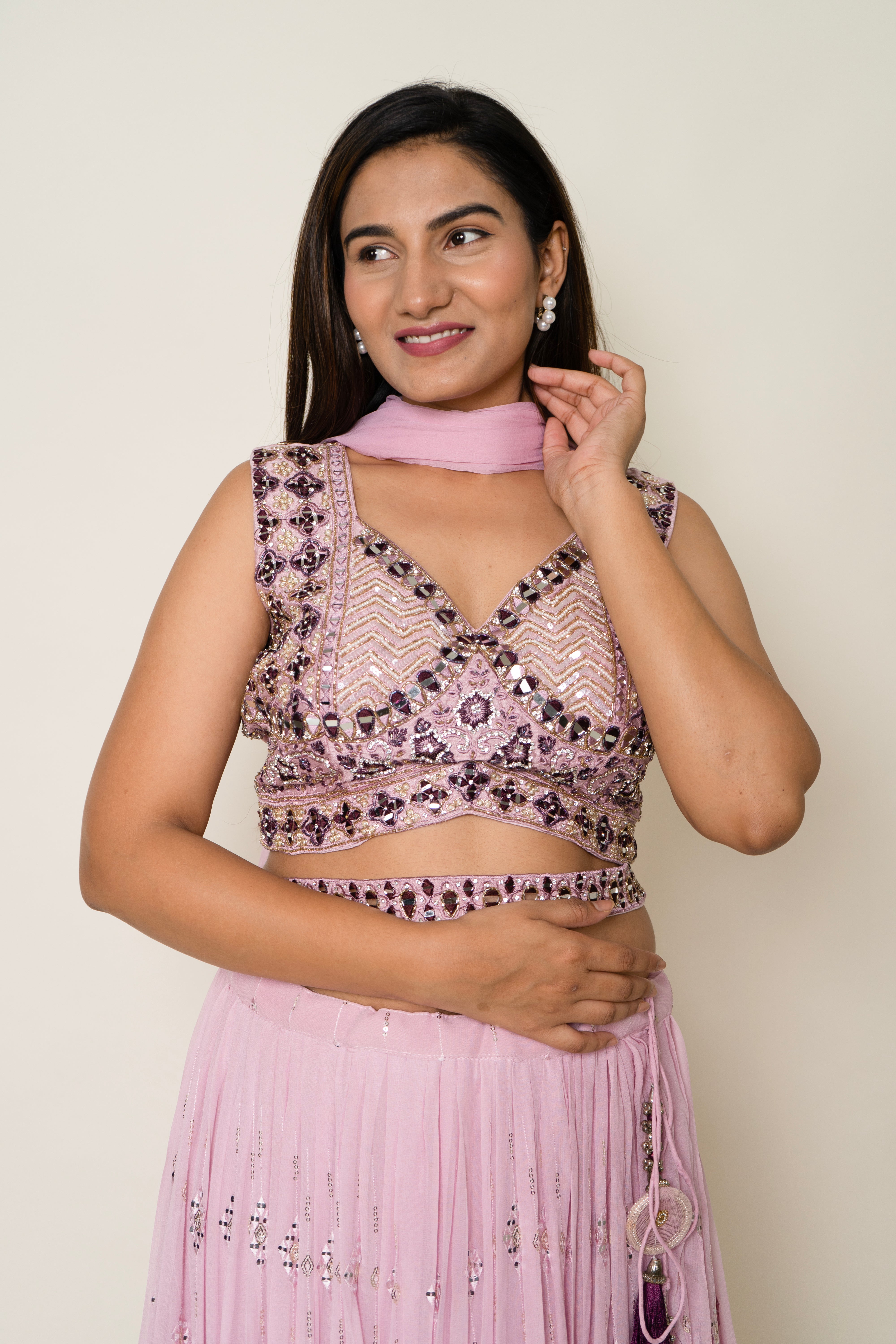 Pink Sequin Lehenga