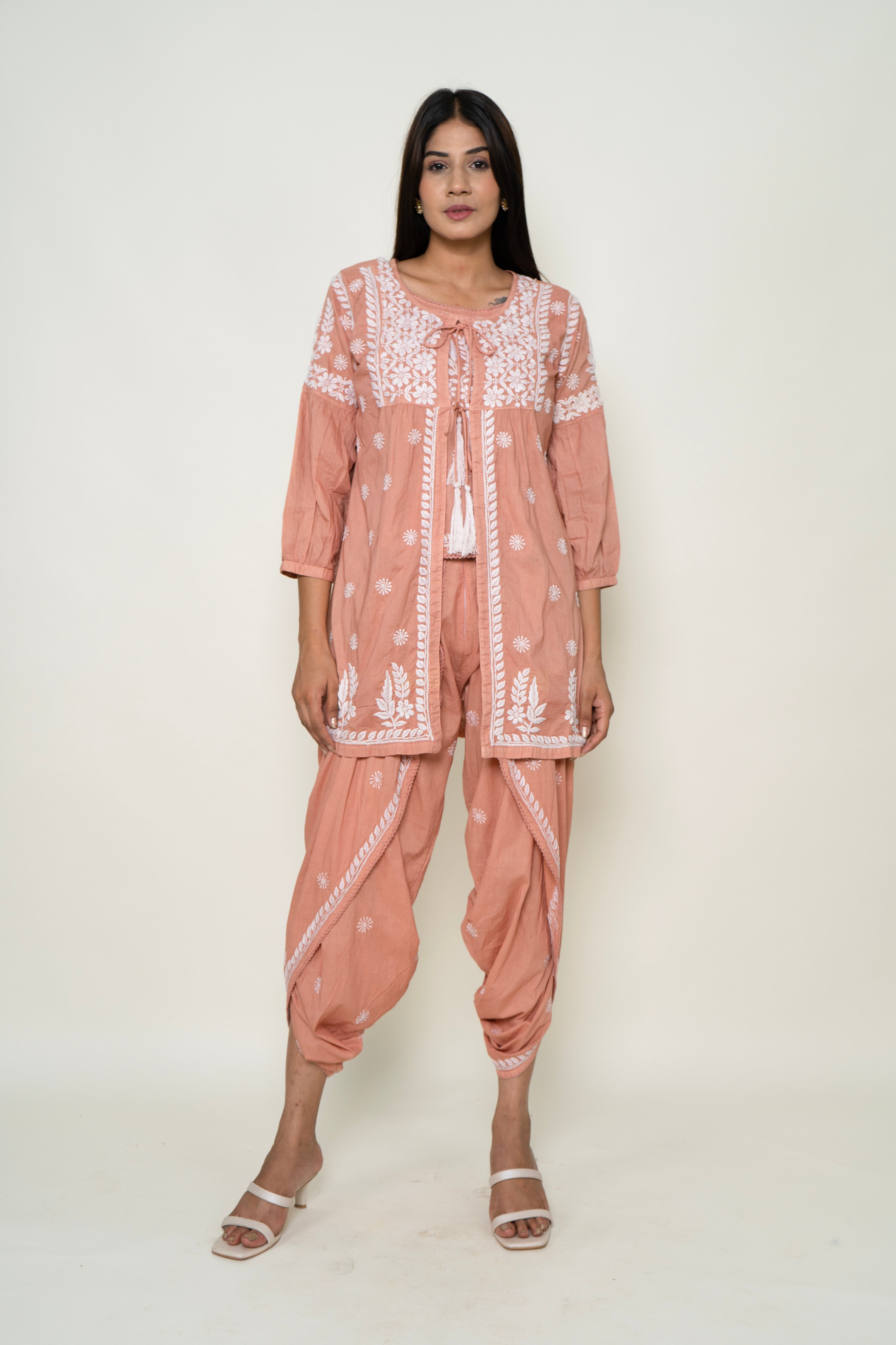 Chikankari dhooti set