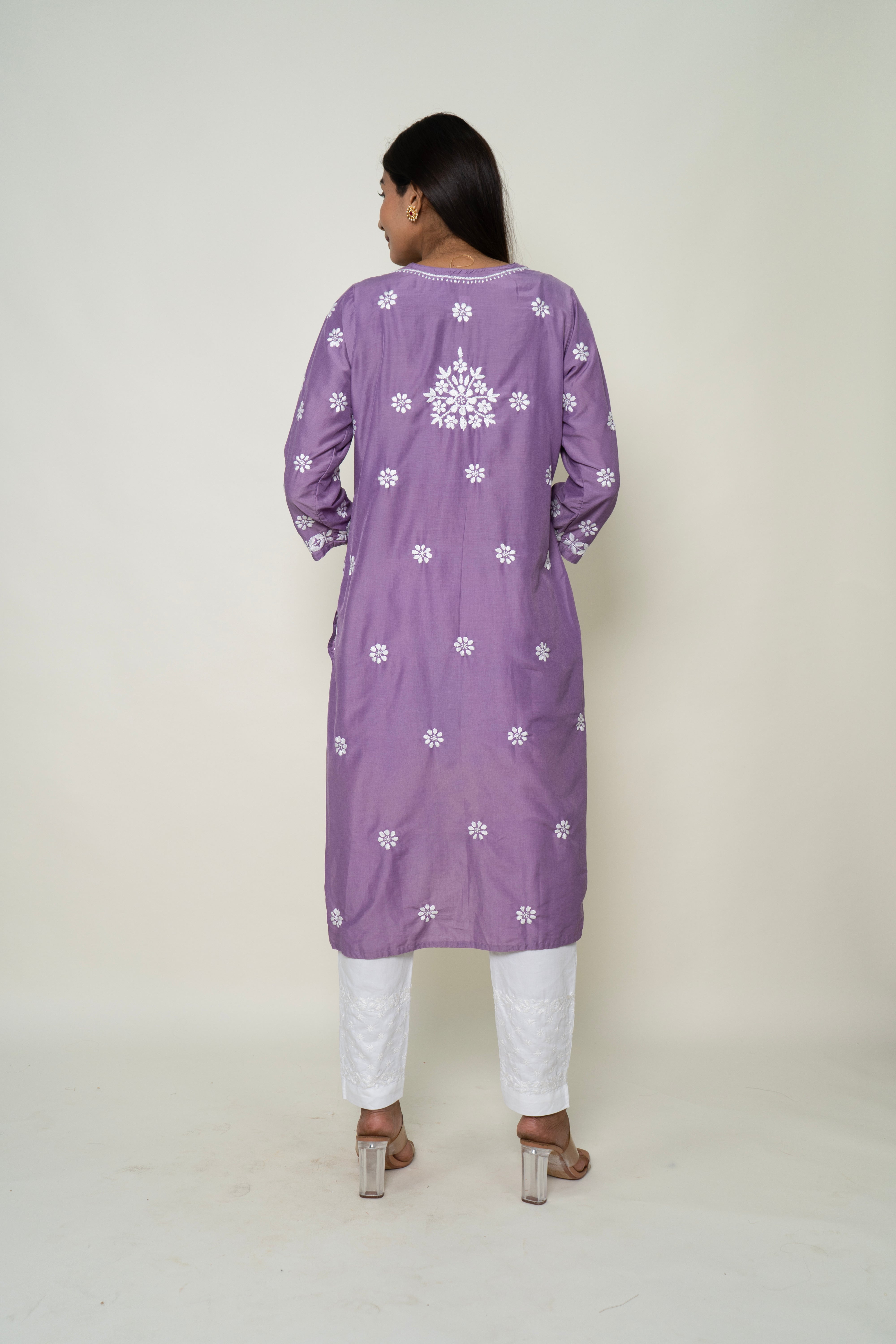 purple chikankari kurta