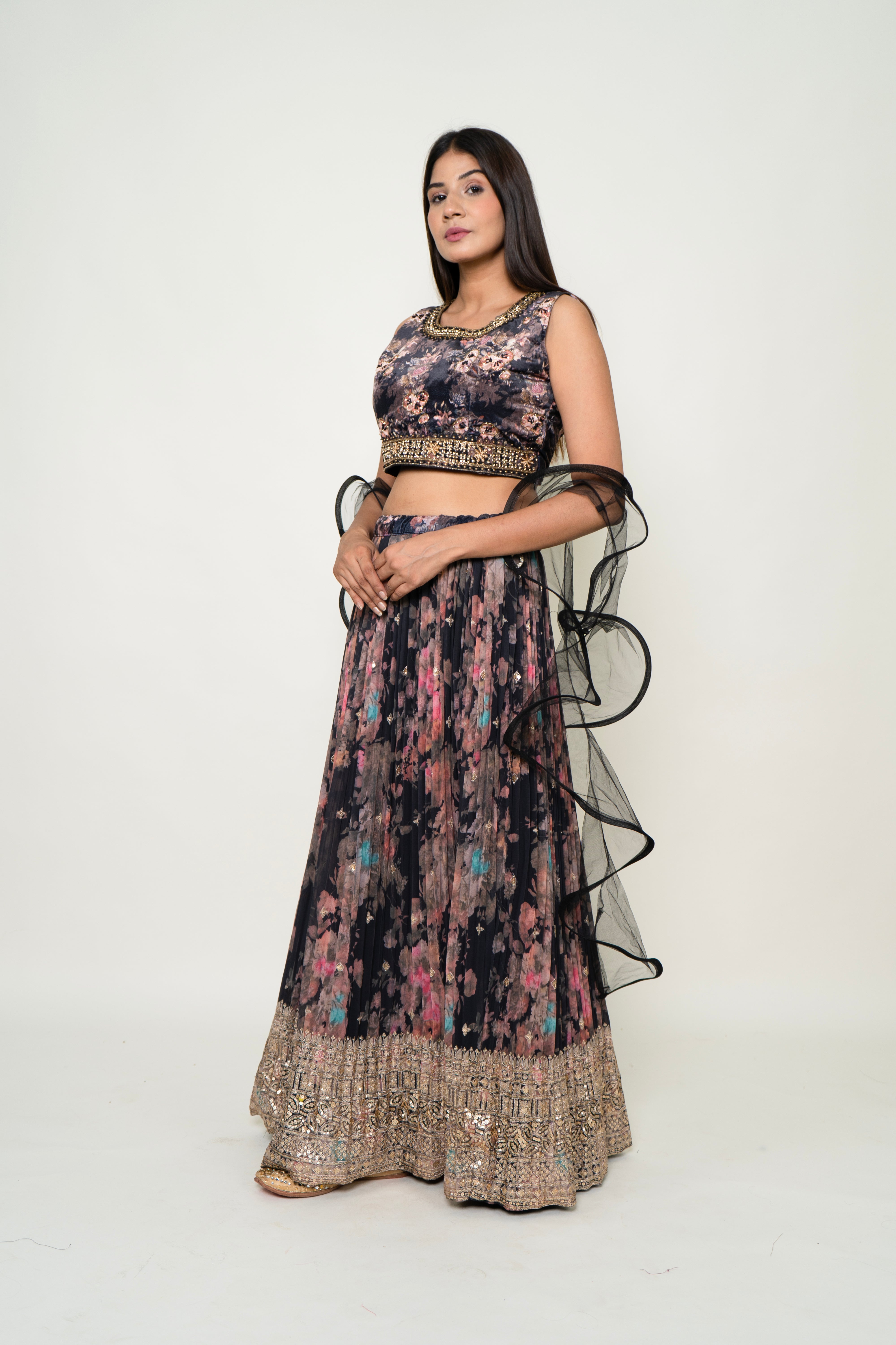 crush Skirt with velvet blouse