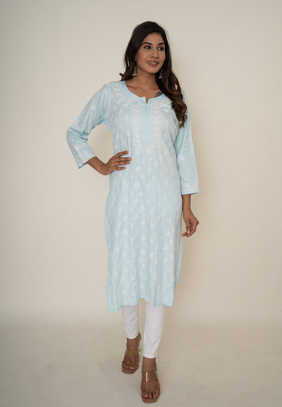 Sky blue chikankari kurta