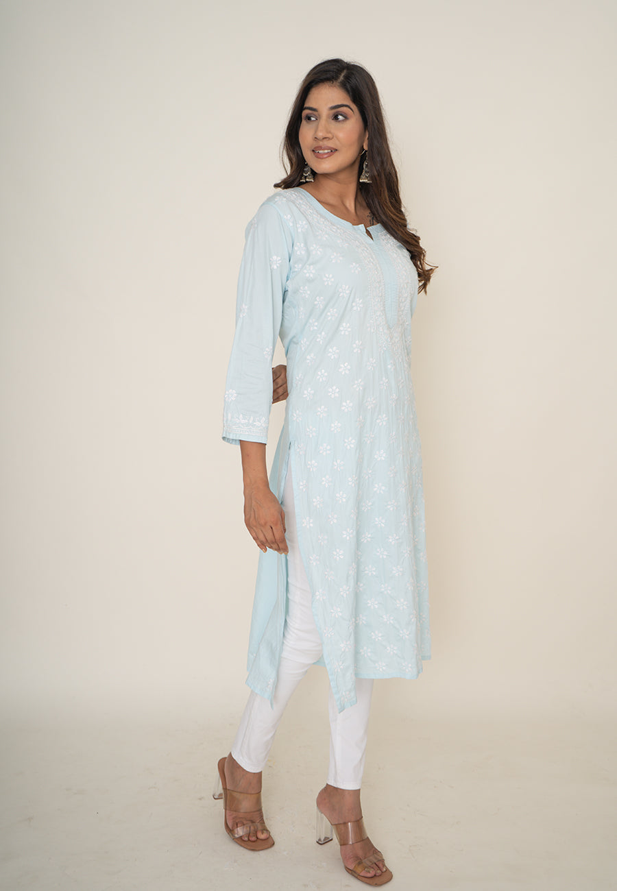 Sky blue chikankari kurta
