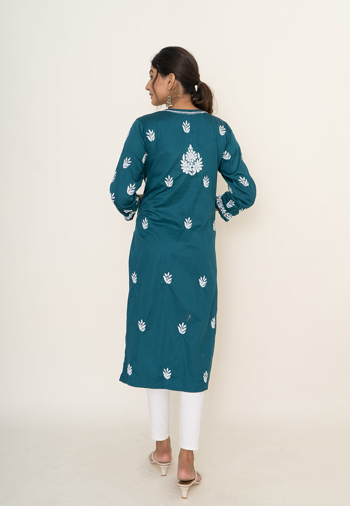 Green chikankari kurta