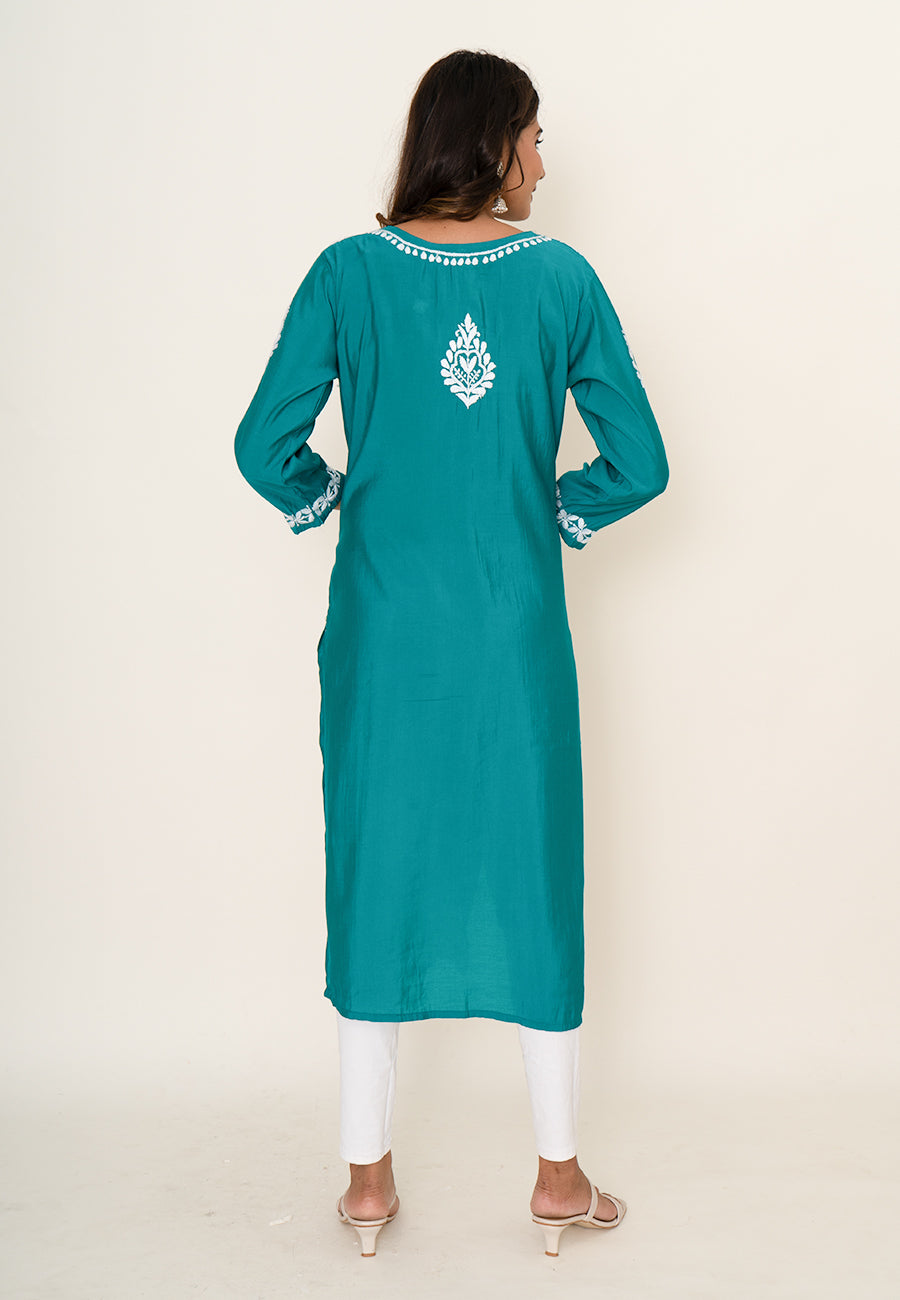 Sea blue chikankari kurta