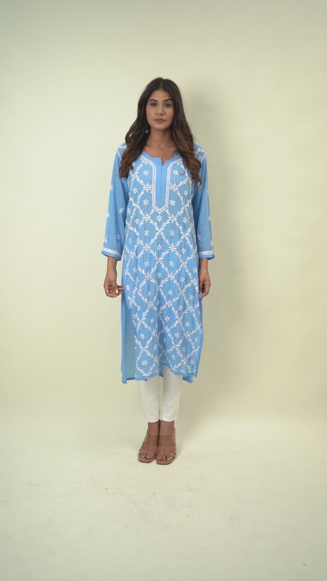 Blue chikankari kurta