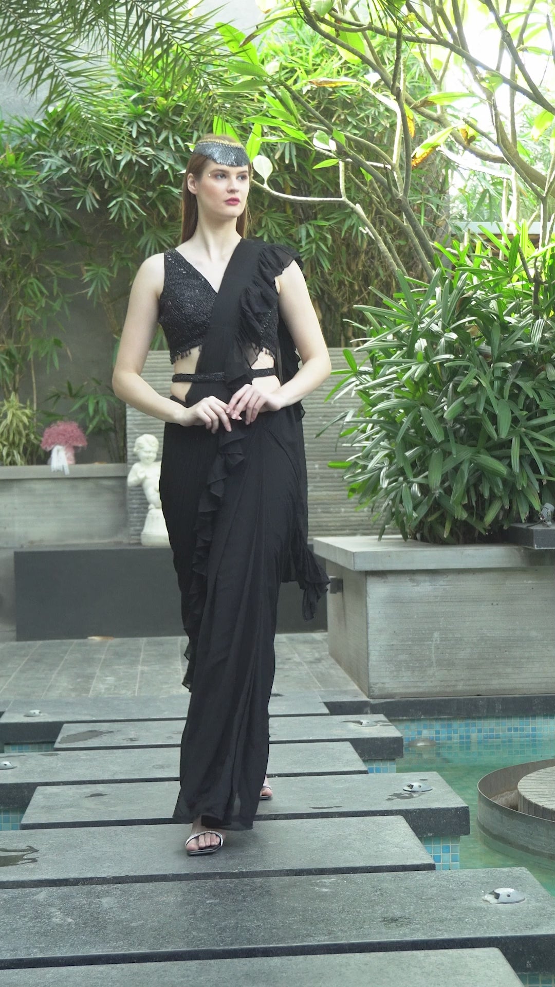 Black Drape Saree