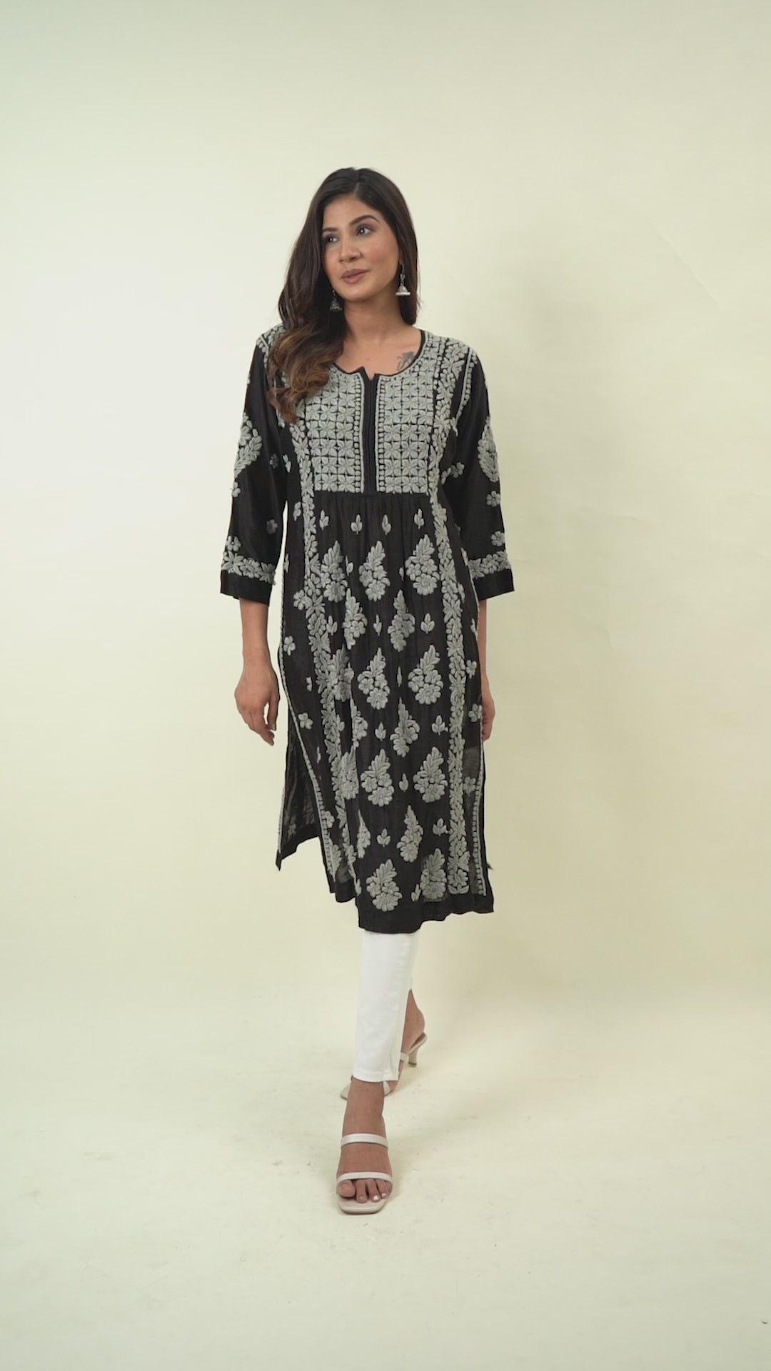 Black chikankari kurta