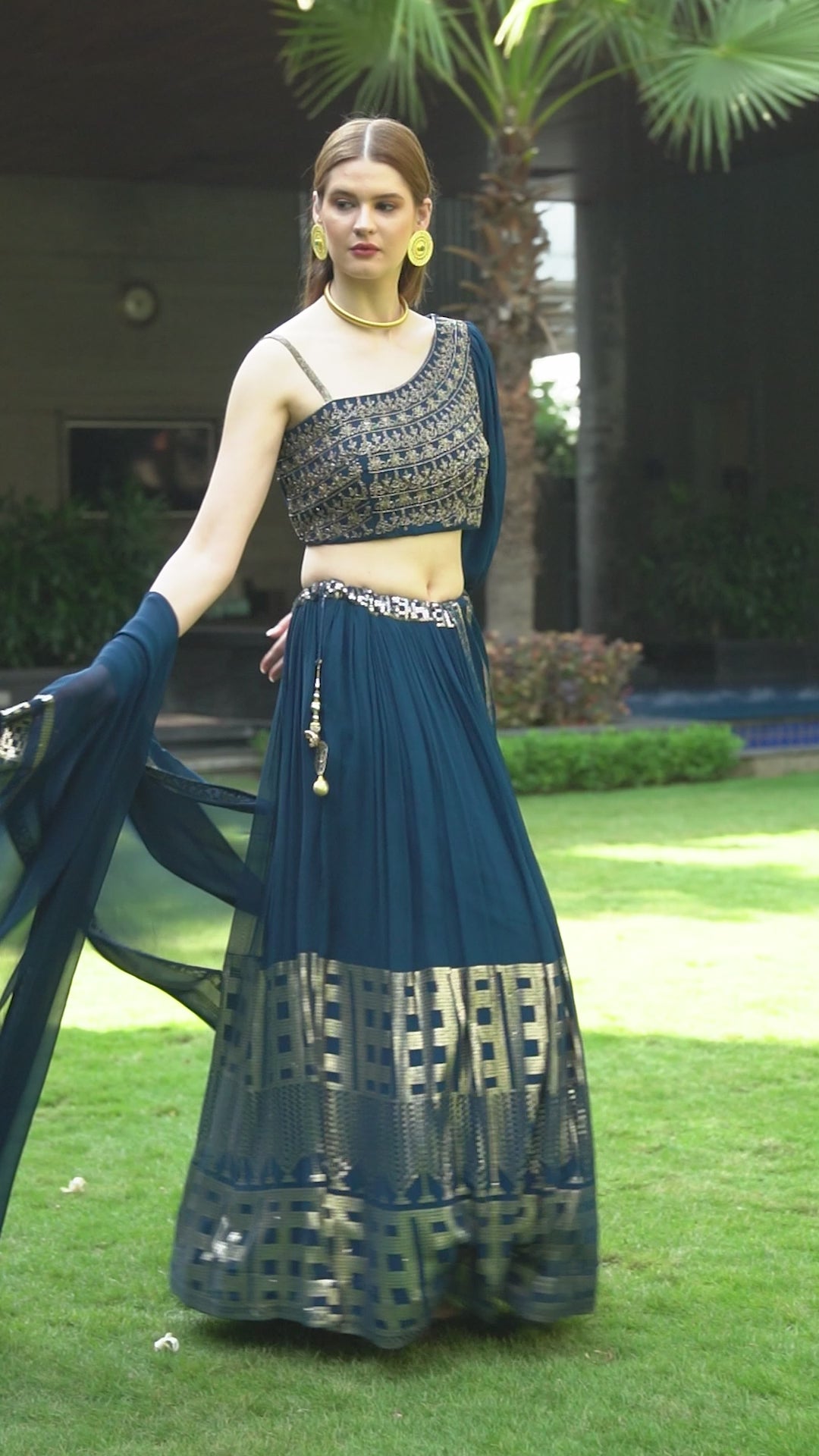 Navy-Blue Lehenga Set