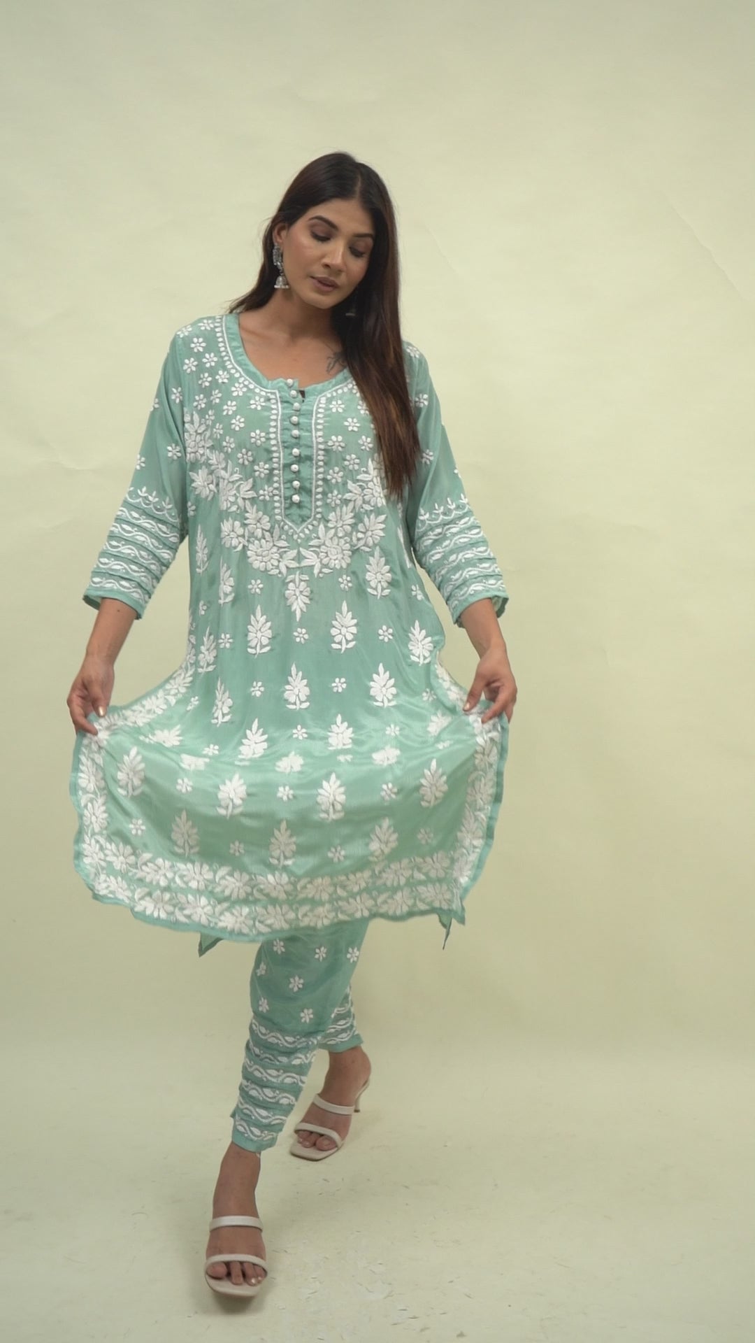 Blue chikankari co-ord set