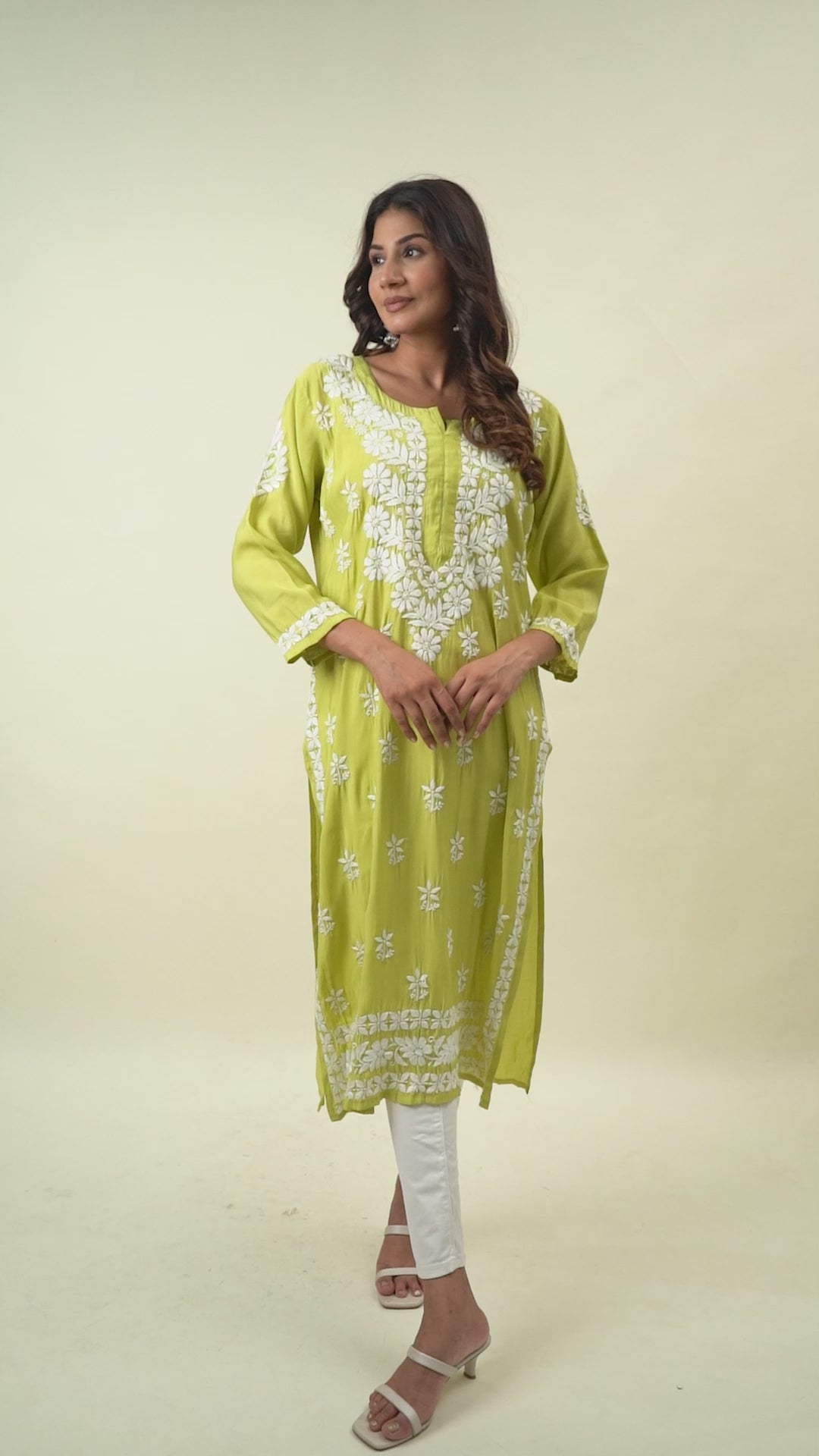 Yellow chikankari kurta