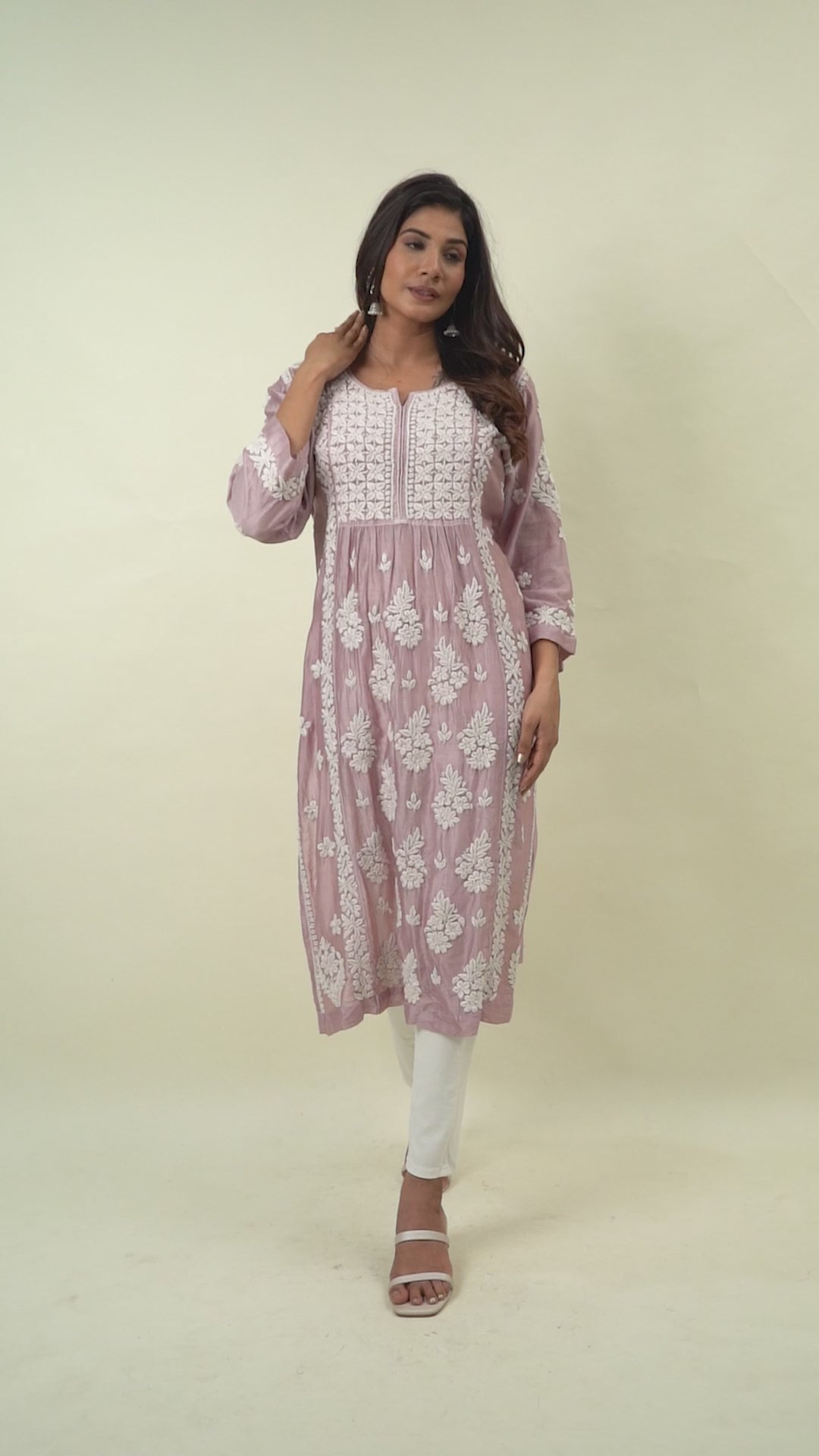 Pink chikankari kurta