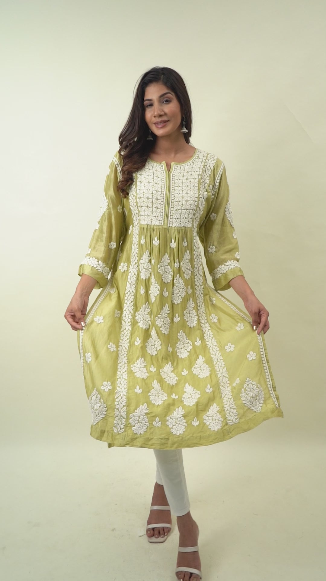 Lemon yellow chikankari kurta