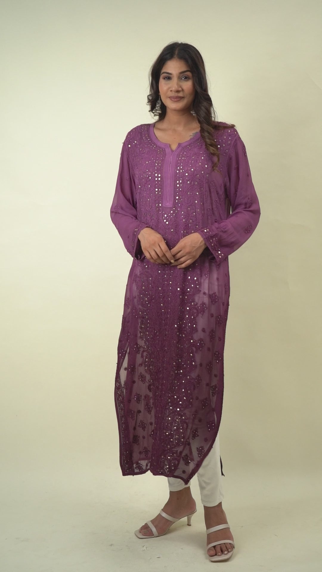 Wine mukesh work kurta