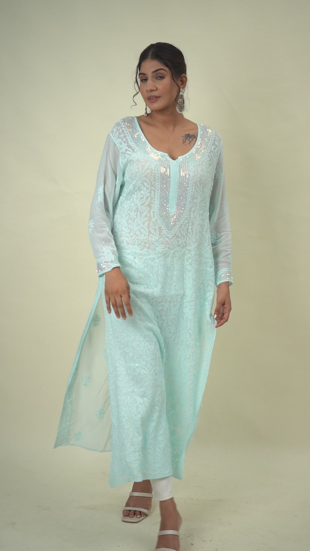 Blue chikankari kurta