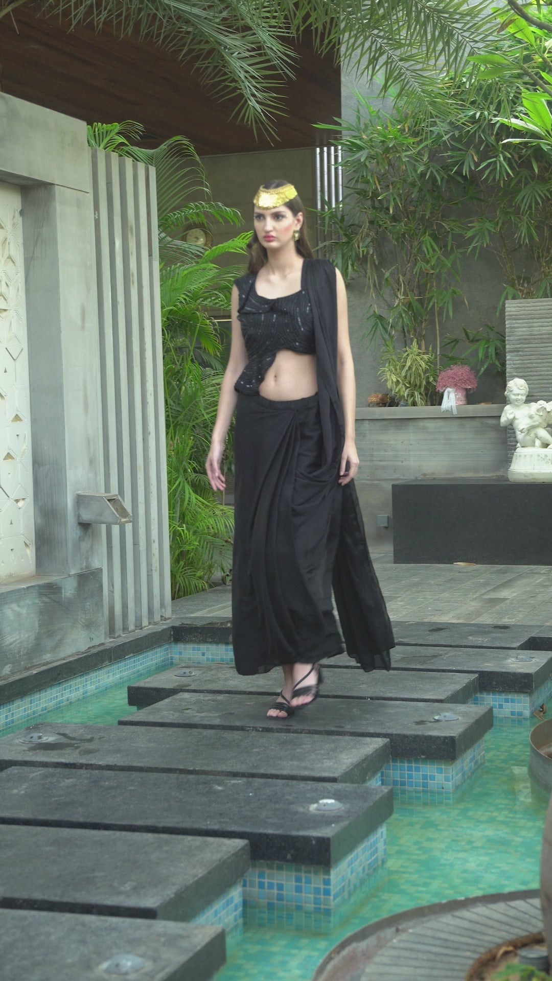 Black Drape Saree